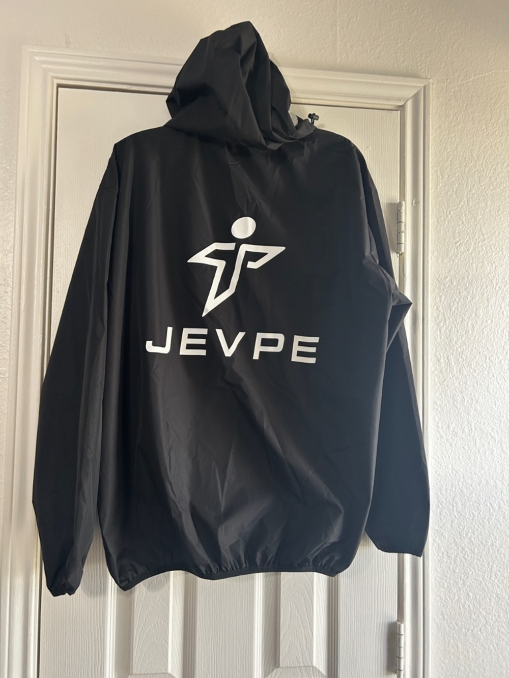 Men's Black Logo Windbreaker Jacket with Hood